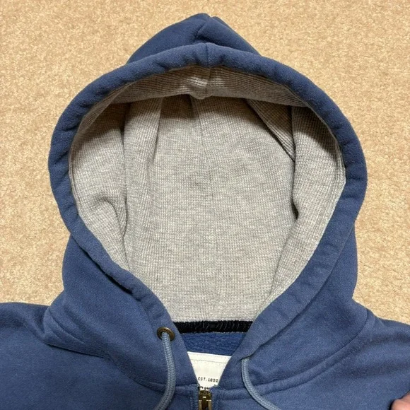 Abercrombie & Fitch Hoodie Sweatshirt Mens Large Blue Full Zip Spellout Y2K 00s - Picture 9 of 9